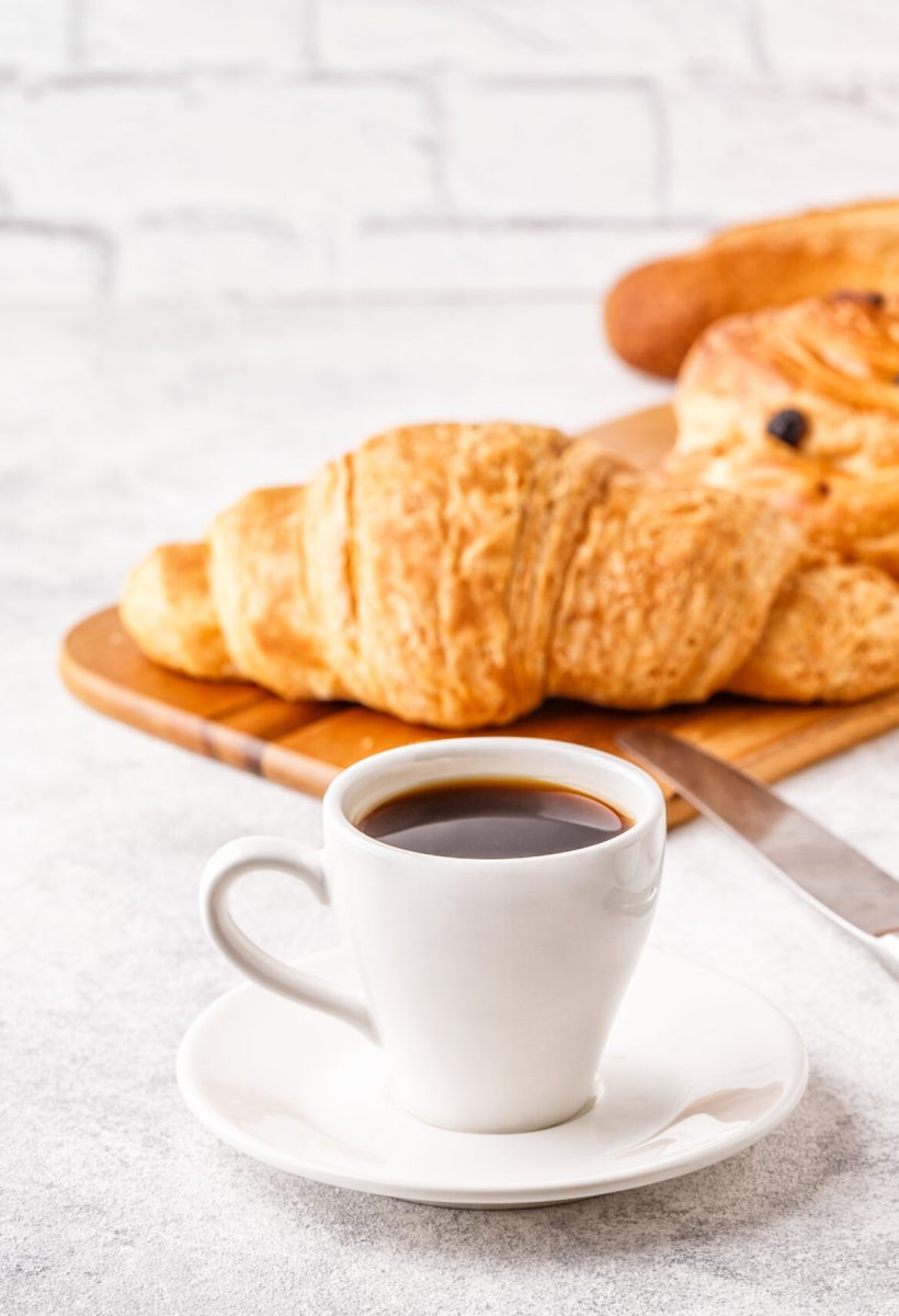 Breakfast,With,Coffee,And,Croissants,,Selective,Focus